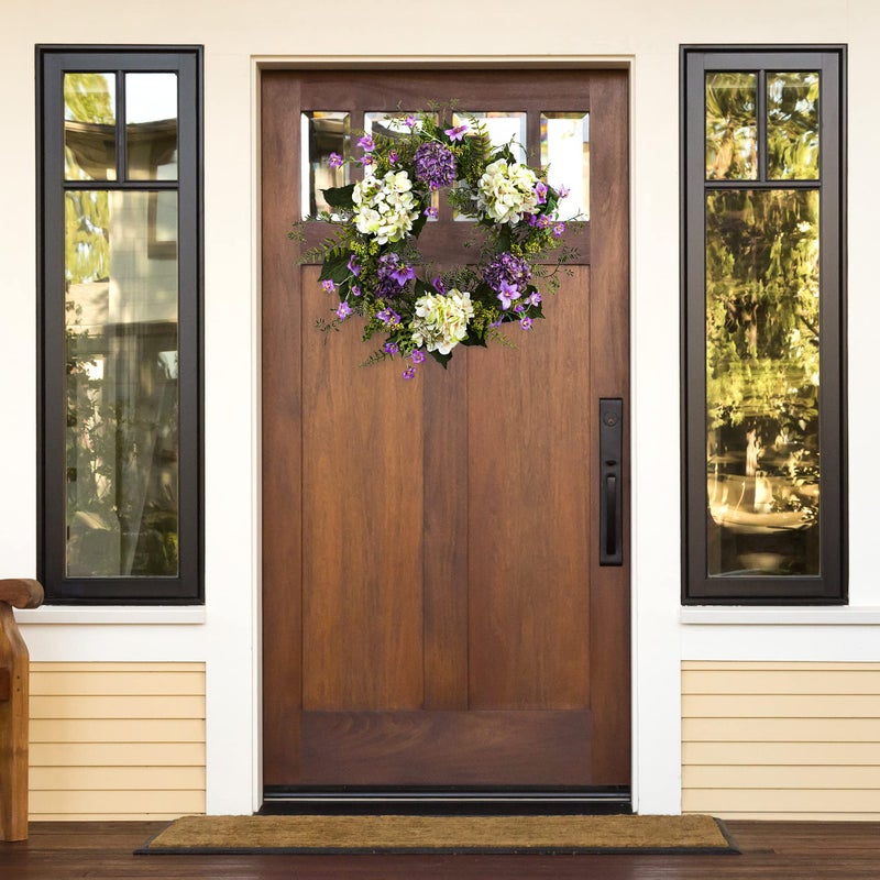 Nearly Natural 24in. Hydrangea Berry Wreaths Purple - Image 2